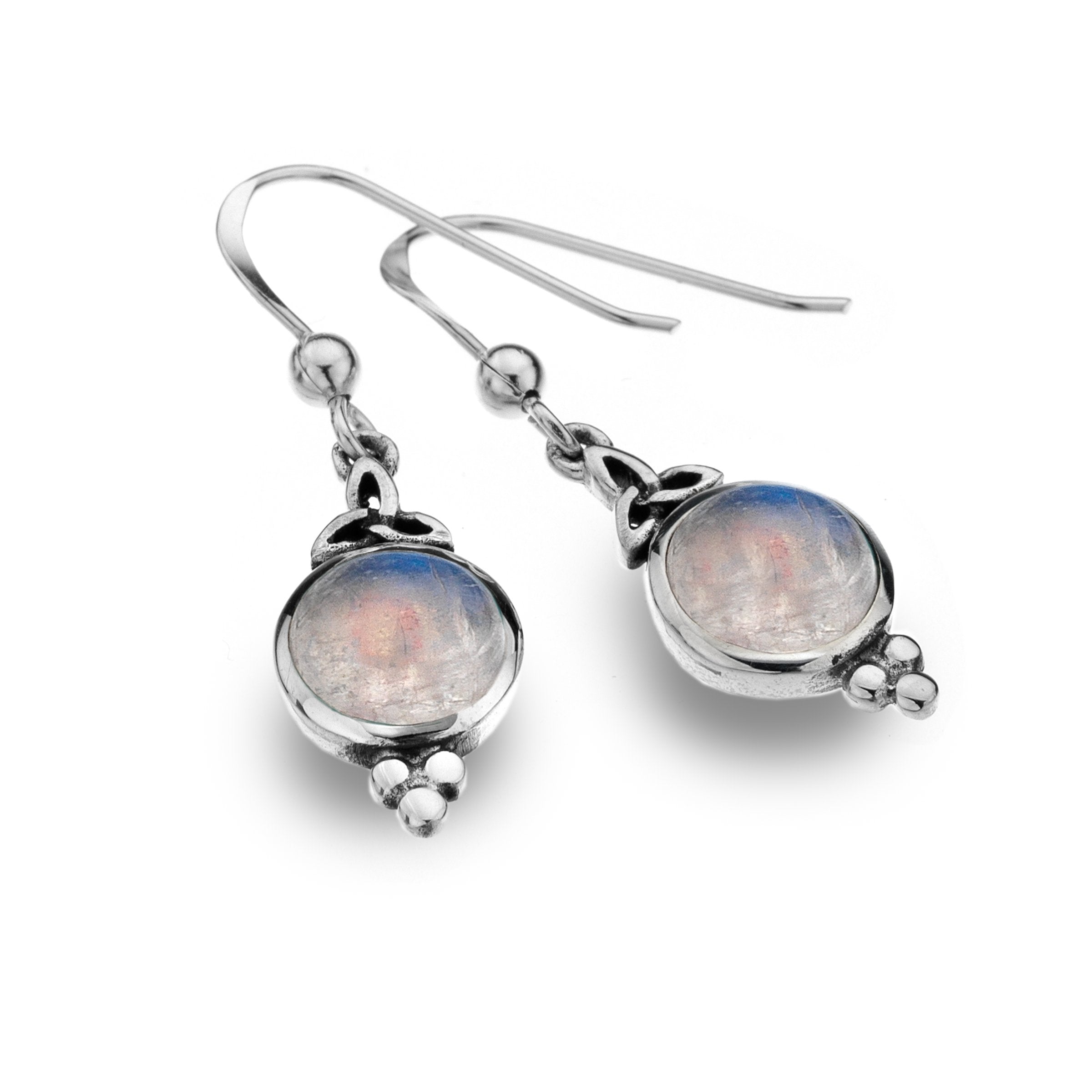 Rainbow Moonstone Celtic Knot Earrings